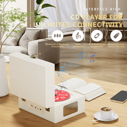 🔥Hot Sale 49% off🌟🎧Yintiny Rechargeable Leather CD Player with Speaker & Bluetooth Transmitter💿✨