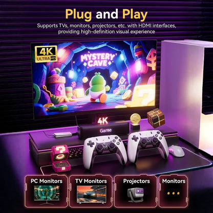 🔥Hot Sale 50% OFF🔥-🎮 Mass Games Retro Game Console 20,000+ Games | 19 Emulators | 4K Output | 2 Wireless Controllers | 64GB SD Card