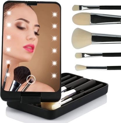 🔥Hot Sale 🔥Travel Makeup Brush Set with LED light💖