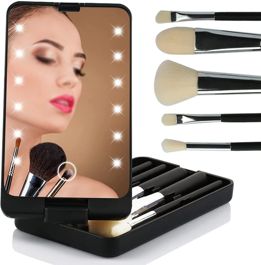 🔥Hot Sale 🔥Travel Makeup Brush Set with LED light💖