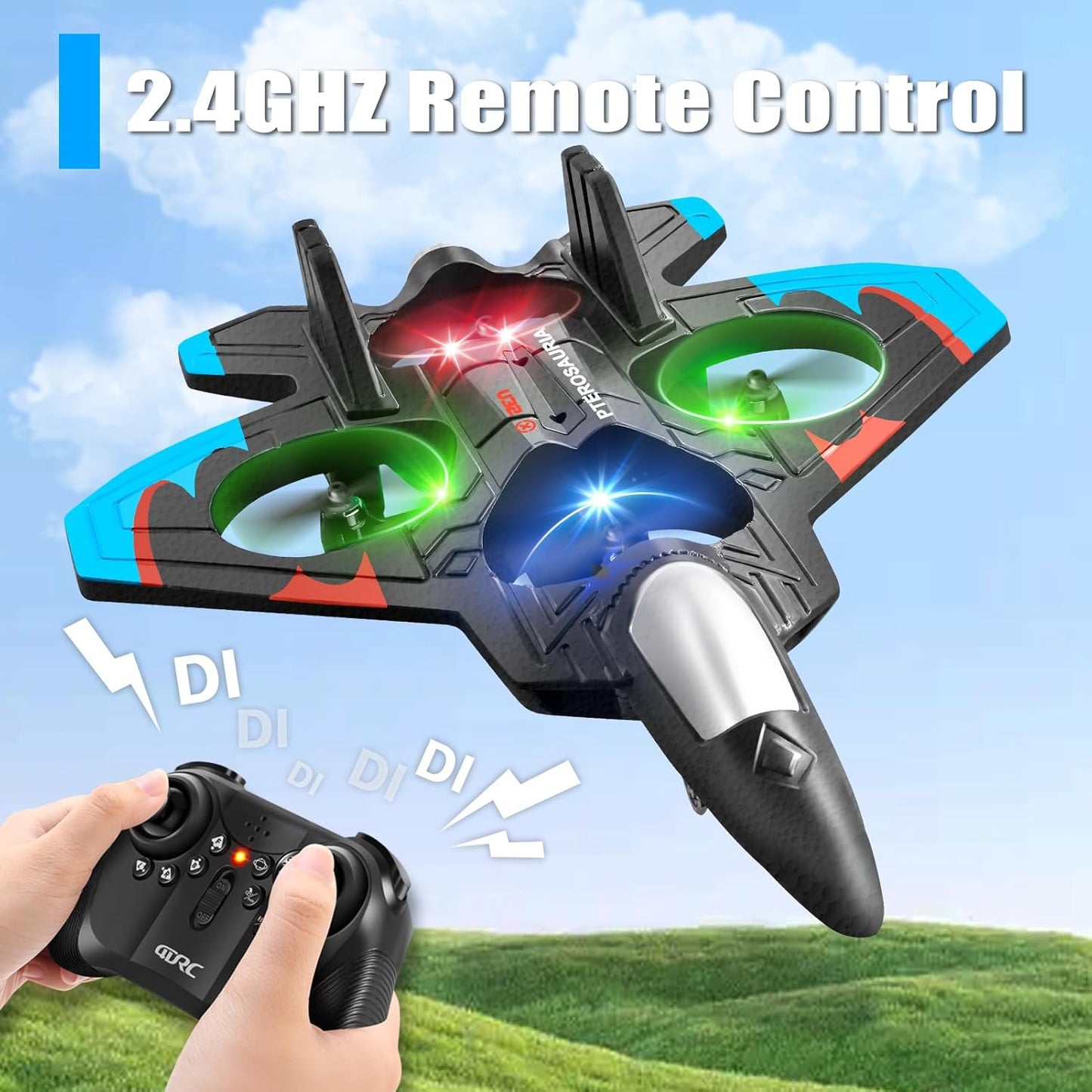 🔥Hot Sale 50% OFF🔥4DRC 2.4Ghz Jet Fighter Stunt RC Airplane with LED Lights✈