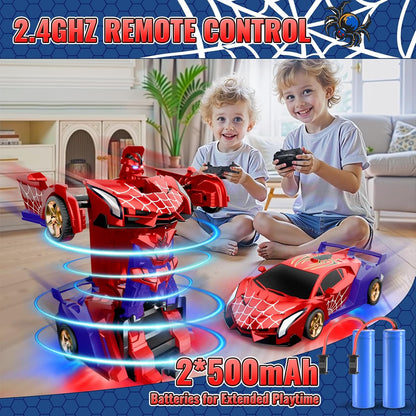 🔥【Cool Spider Transformation RC Car】🔥 One-Button Transformation · Eye & Underbody Lights · 360° High-Speed Rotation! Unleash the Ultimate Mecha Adventure for Boys! 🚗✨🤖