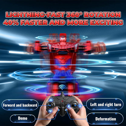 🔥【Cool Spider Transformation RC Car】🔥 One-Button Transformation · Eye & Underbody Lights · 360° High-Speed Rotation! Unleash the Ultimate Mecha Adventure for Boys! 🚗✨🤖