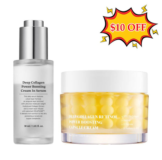 🔥Limited Time Discount🔥Glazed Skin Collagen Duo | Firming Cream + Volufiline Serum for Plump, Smooth & Glowing Skin | Iconic Korean Skincare