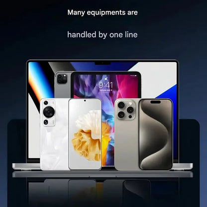 🔥Hot Sale 🔥Official Authorized | MFi-Certified Cables⚡ 2-in-1 Invisible Holder Charger Cable - 240W Fast Charging Cord with Built-In Phone Stand