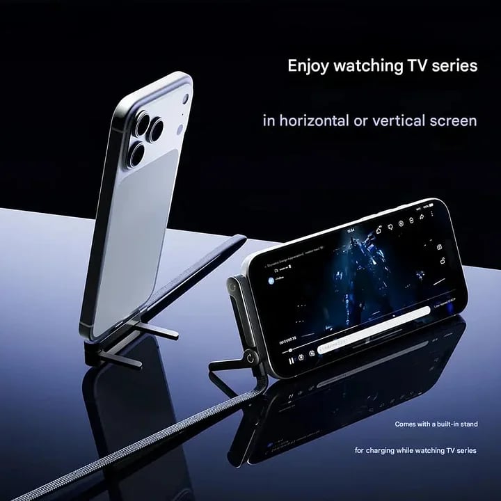 🔥Hot Sale 🔥Official Authorized | MFi-Certified Cables⚡ 2-in-1 Invisible Holder Charger Cable - 240W Fast Charging Cord with Built-In Phone Stand